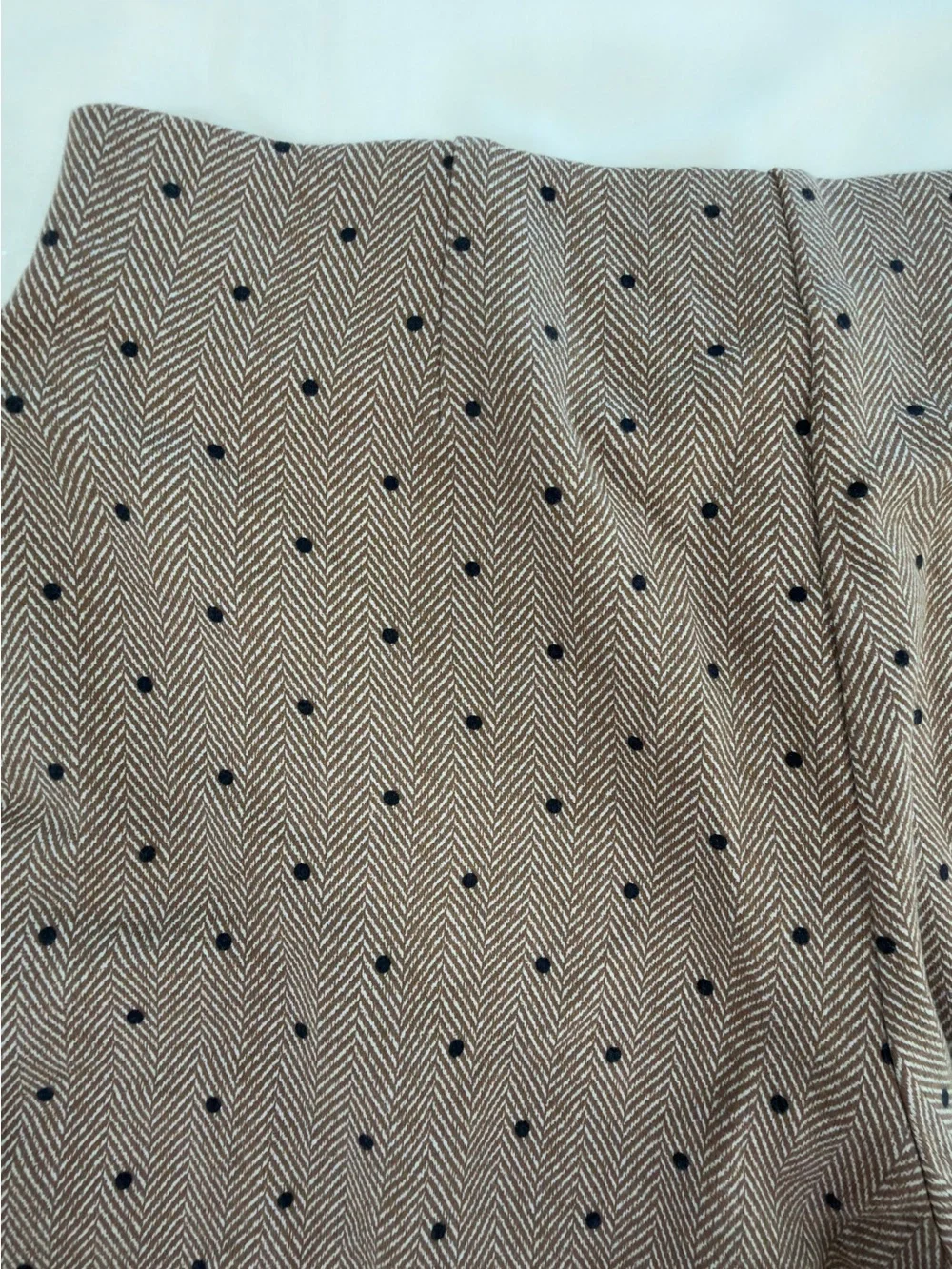 Chico's Tan Ankle Pants with Black Dot Pattern